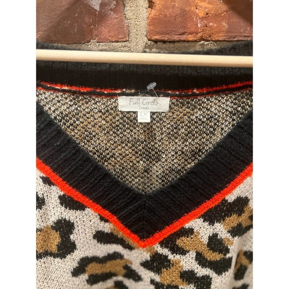 NWT Women’s Funky Plus Size Deep V Neck Cheetah Sweater 2XL - Picture 3 of 5